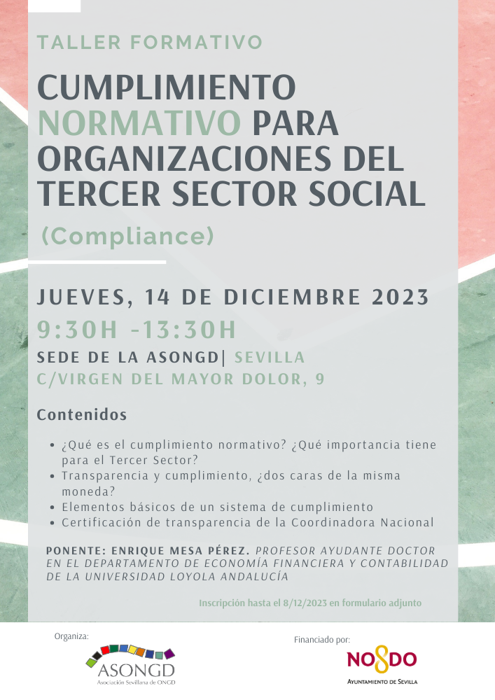 Taller formativo| Cumplimiento normativo para organizaciones del Tercer Sector Social (Compliance)
