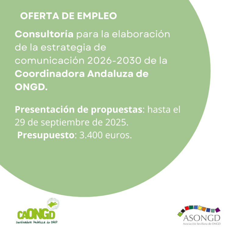 consultoría para la elaboración de la estrategia de comunicación 2026-2030 de la Coordinadora Andaluza de ONGD