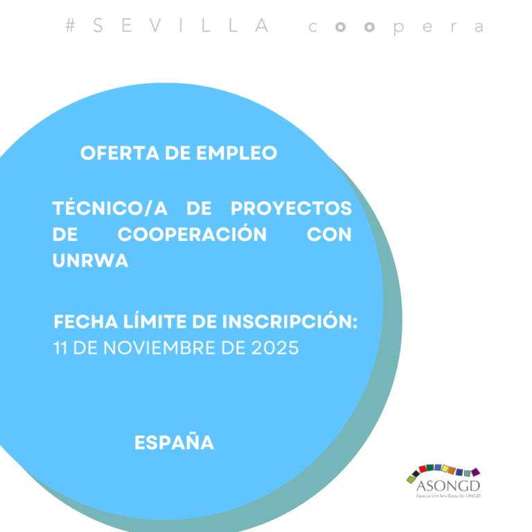 TÉCNICO/A DE PROYECTOS DE COOPERACIÓN CON UNRWA