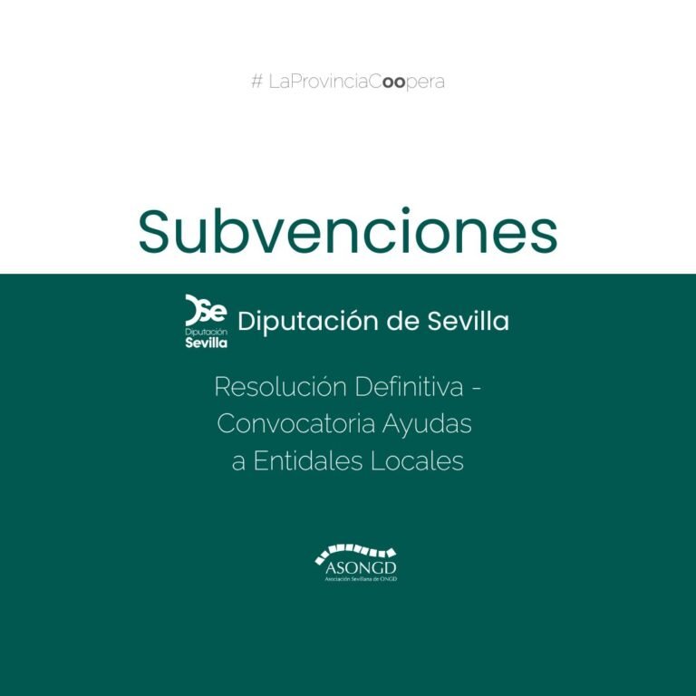 Publicada la concesión definitiva de ayudas 2025 a Entidades Locales de la Diputación de Sevilla para proyectos de cooperación internacional al desarrollo.