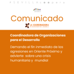 La Coordinadora demanda el fin inmediato de las agresiones en Oriente Próximo y advierte sobre una crisis humanitaria y mundial de gran magnitud
