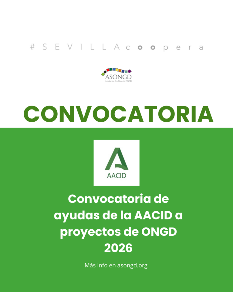 Convocatoria de ayudas de la AACID a proyectos de ONGD 2026