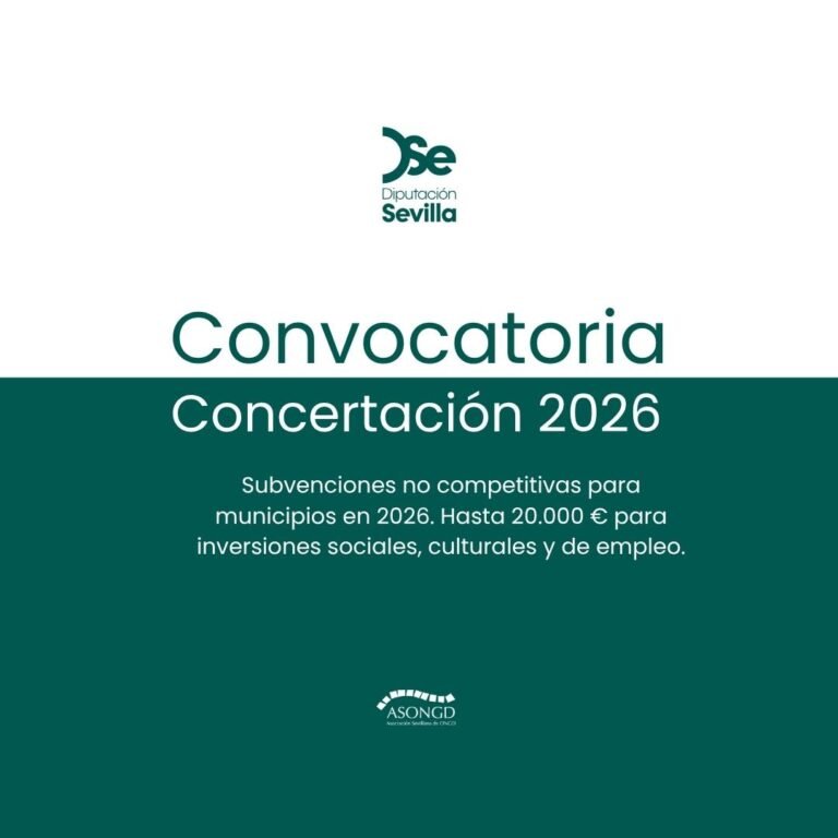 Convocatoria del área de concertación de la Diputación de Sevilla 2026