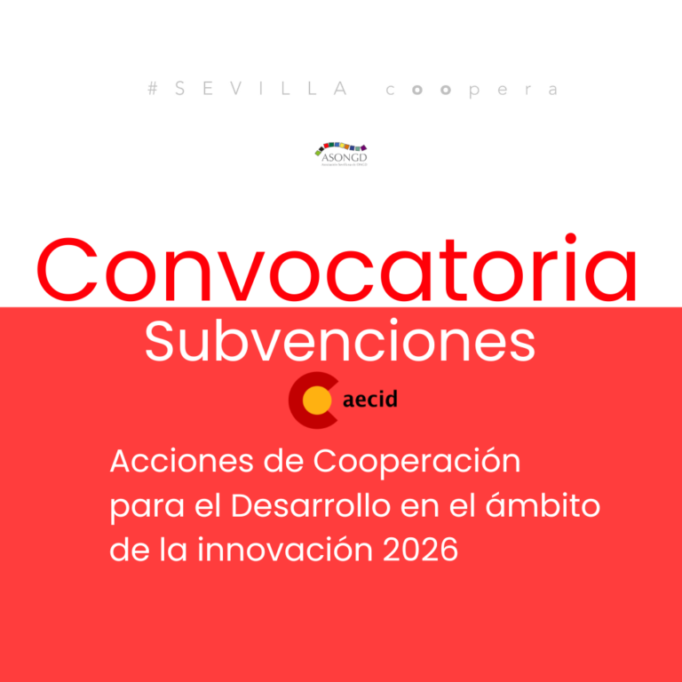Convocatoria subvenciones para la realización de acciones de cooperación al desarrollo en el ámbito de la innovación 2026.