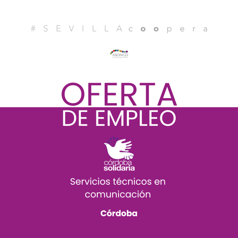 Oferta de empleo en Córdoba Solidaria: Servicios técnicos en comunicación (100 horas)