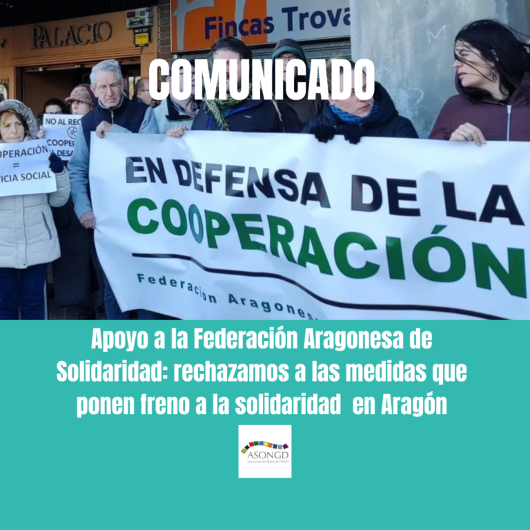 Nos sumamos a la preocupación de la Federación Aragonesa de Solidaridad ante el acuerdo de gobierno del PP y Vox firmado en Aragón por «las medidas discriminatorias y contrarias a la solidaridad que contiene»