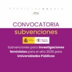 Convocatoria subvenciones para la realización de investigaciones feministas para el año 2026 para Universidades Públicas