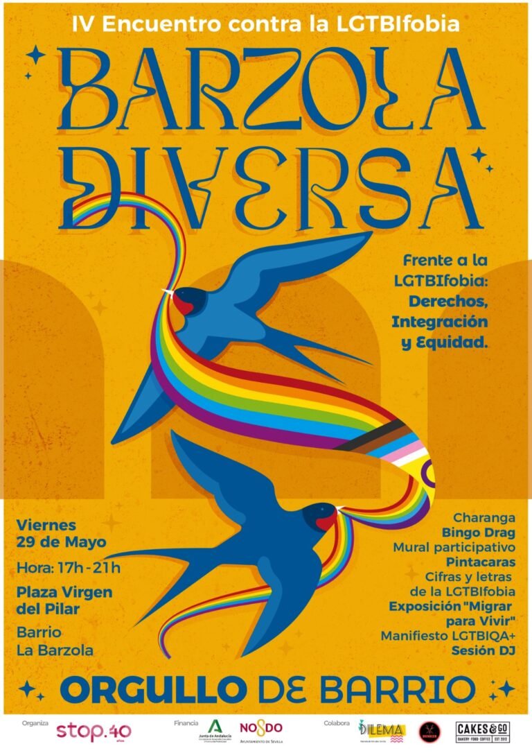 Desde ONG Stop os invitan al IV Encuentro contra la LGTBIfobia en la Plaza del Pilar, Barrio de la Barzola (Macarena), Sevilla
