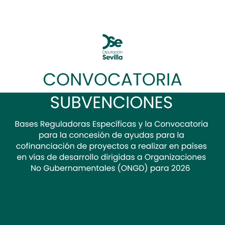 Convocatoria de subvenciones para ONGD 2026 de la Diputación de Sevilla