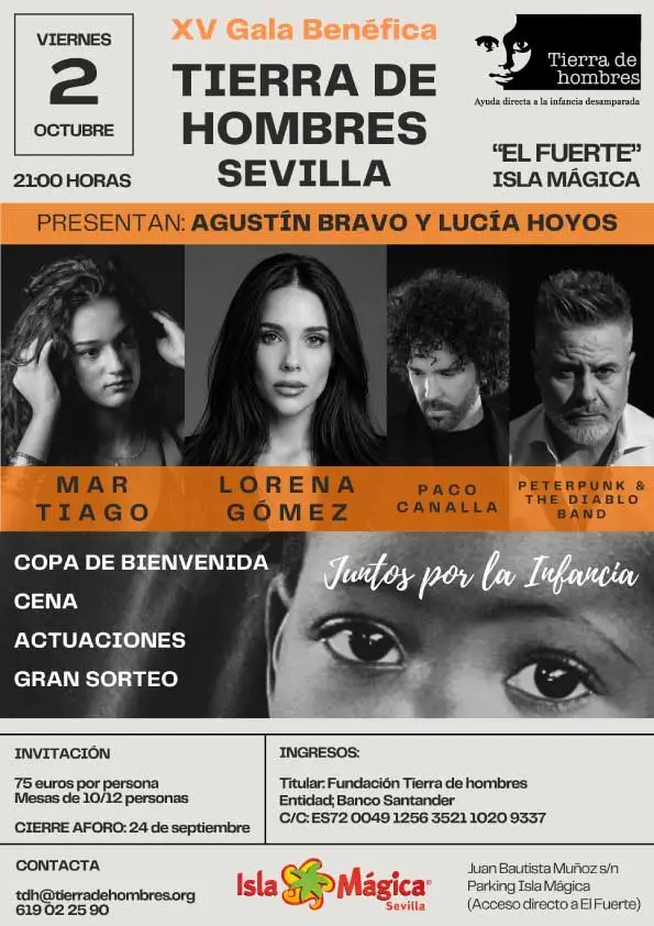 Cartel de la XV Gala Benéfica Tierra de Hombres Sevilla, 2 de octubre de 2026